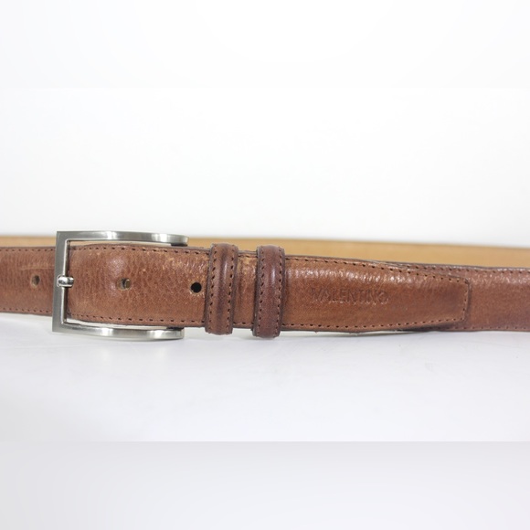 VALENTINO Italian Tan Leather Belt with Silver Buckle unisex - Picture 1 of 10
